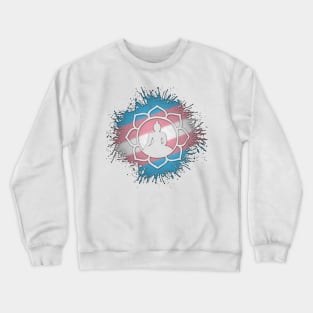 Paint Splatter Transgender Pride Flag Lotus Symbol Crewneck Sweatshirt